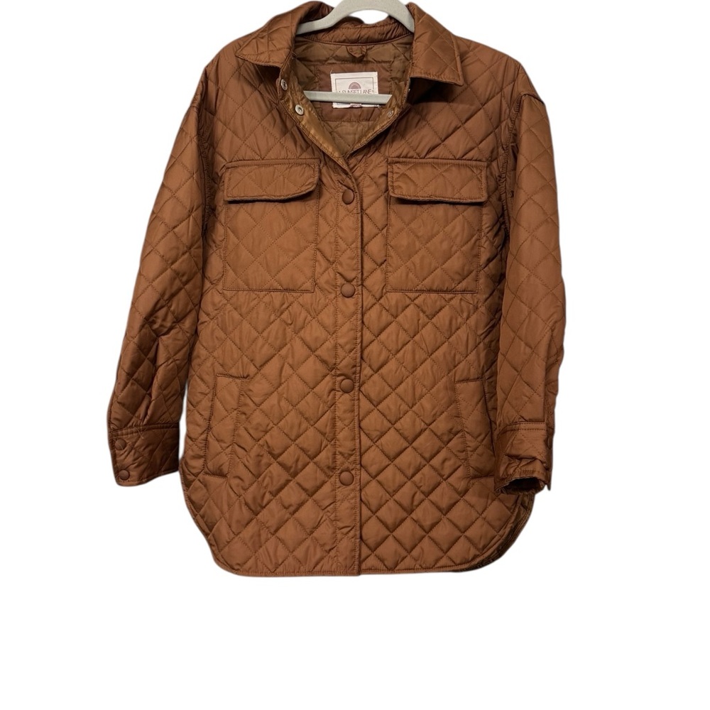 Sunset Lane Quilted Snap Front Jacket Brown Lightweight Women M NWOT